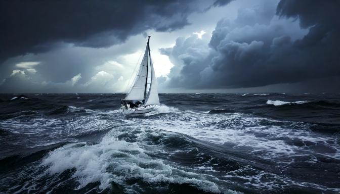 Sailboat in Rough Seas